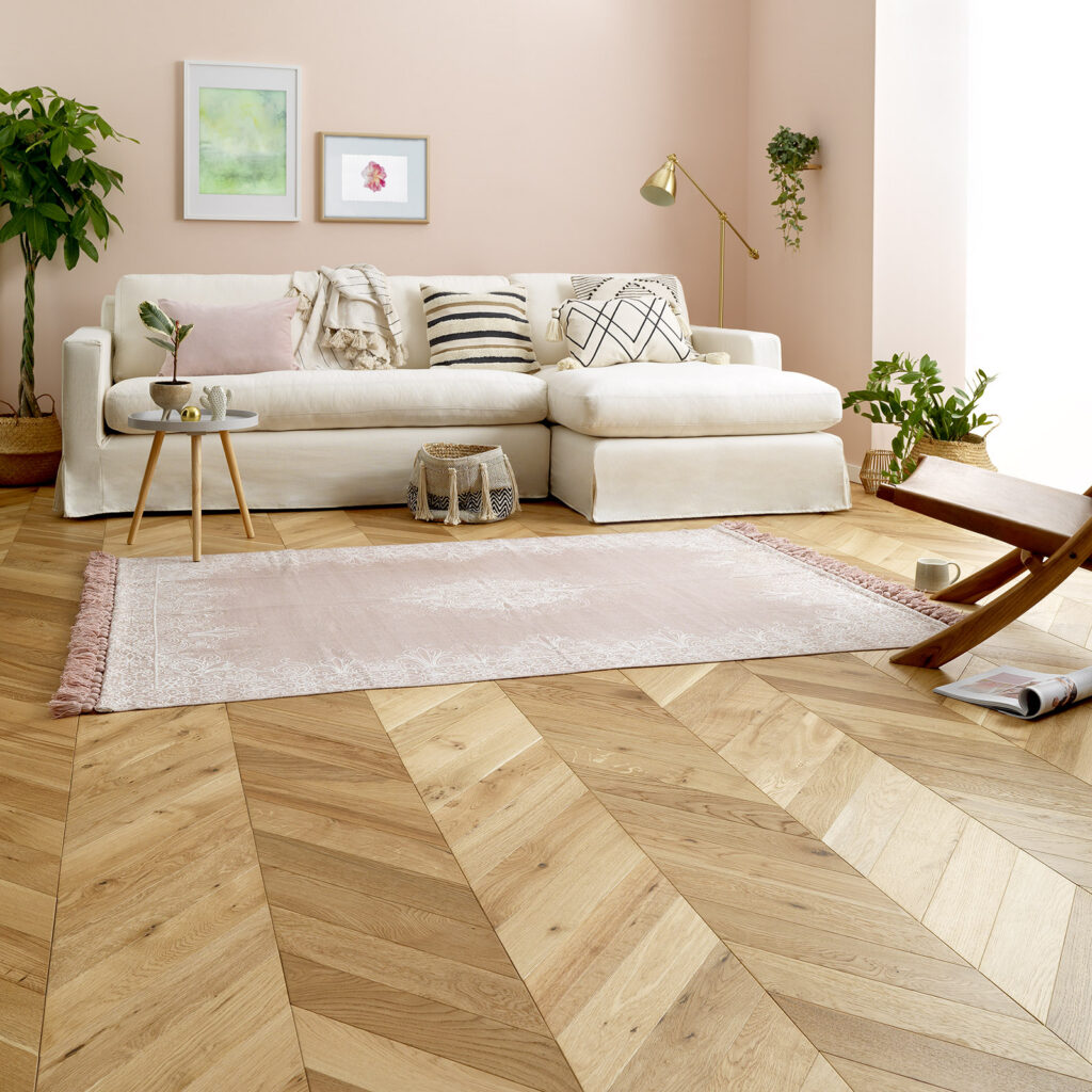 Modern living room with oak floor